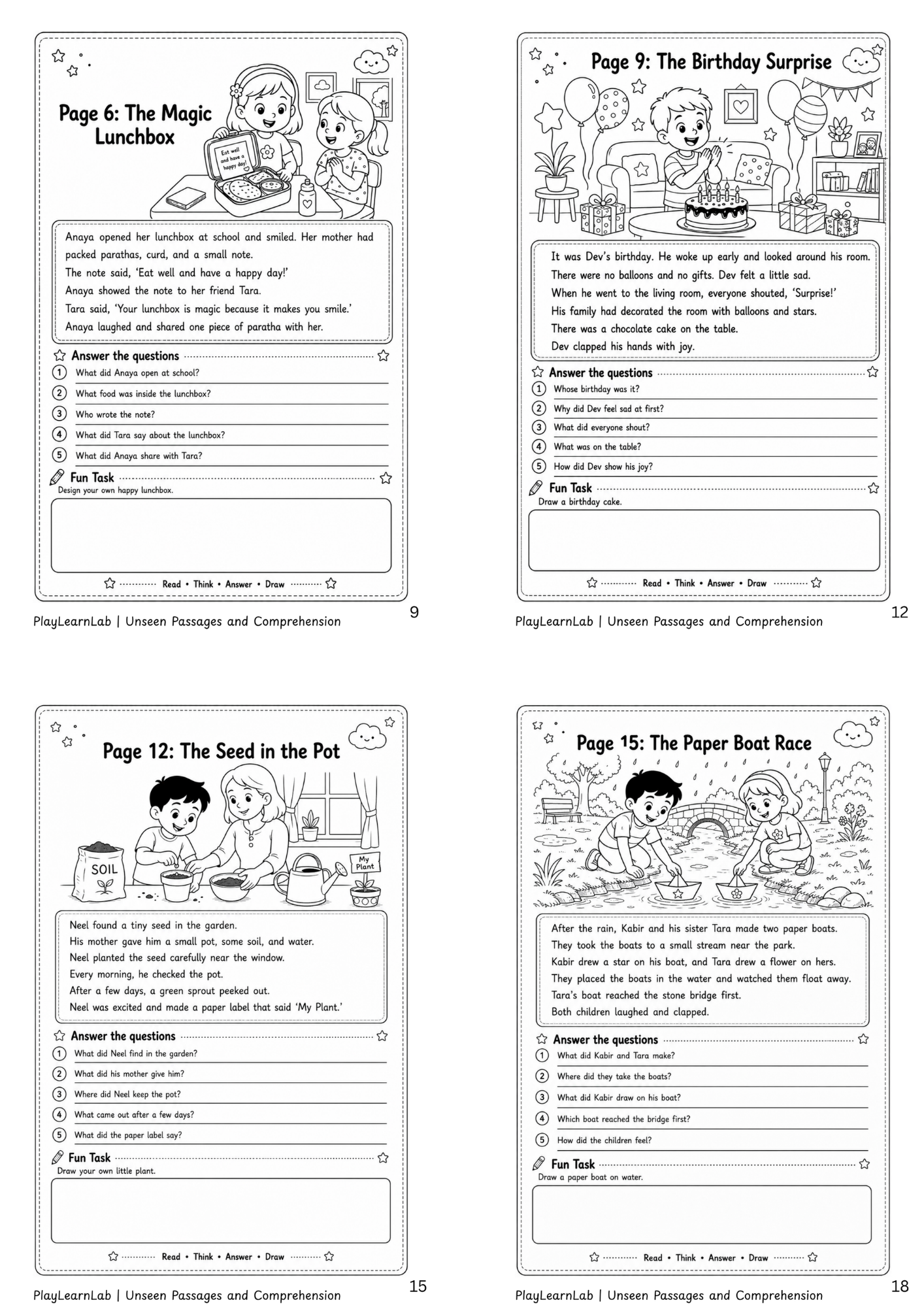 Unseen Passages & Comprehension Activities
