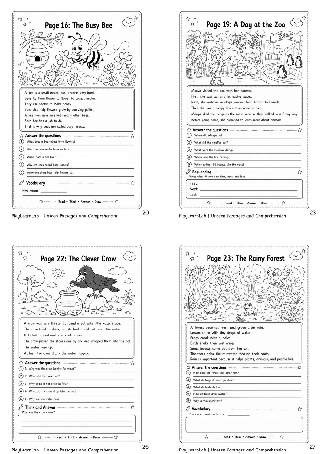 Unseen Passages & Comprehension Activities