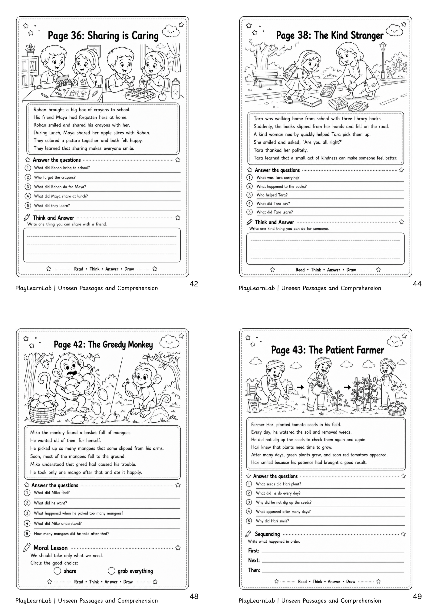 Unseen Passages & Comprehension Activities